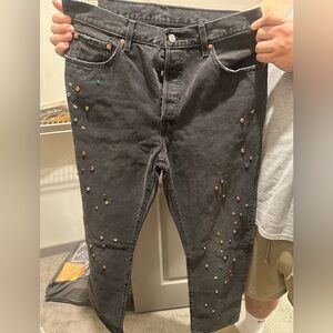 Levis 501 90s Black Jeans with Stars